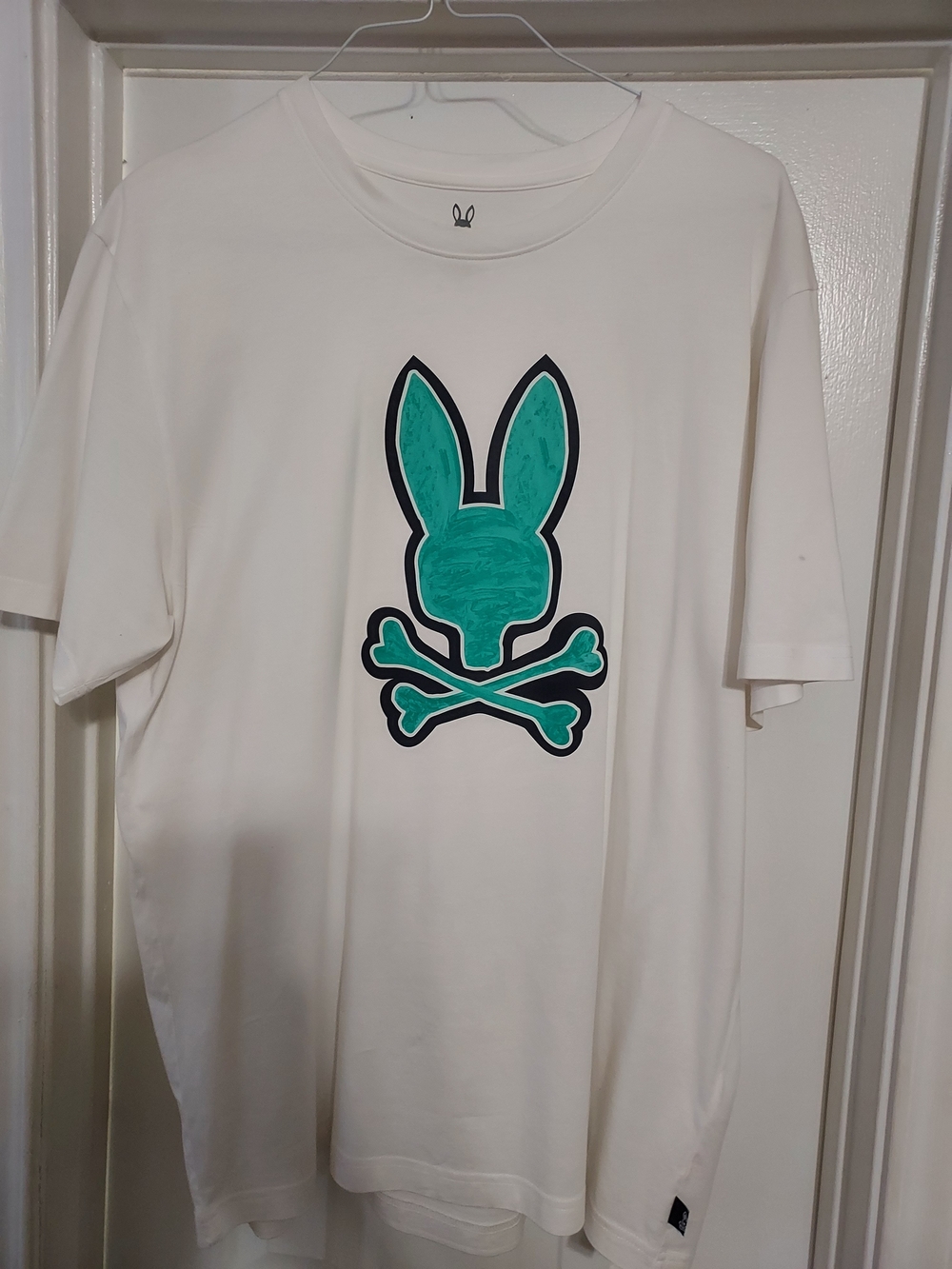 Psycho Bunny White Crew Neck Tee with Subtle Logo Print